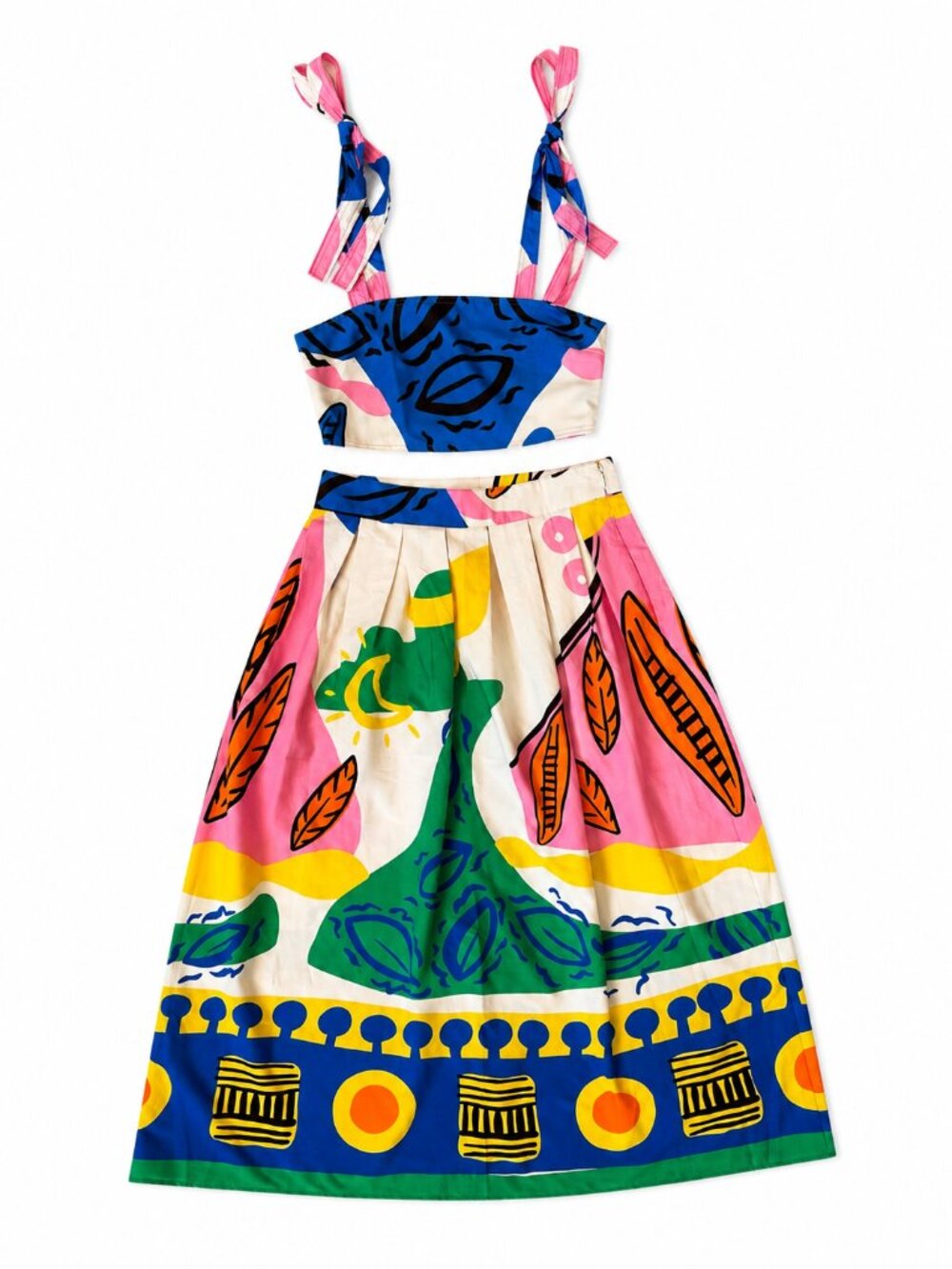 Commense Multicolor Crop Top & Maxi Skirt Coordinated Set size Small